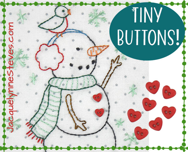 Tiny Heart Buttons for Snowmen From Heaven Sew Along – Jacquelynne Steves
