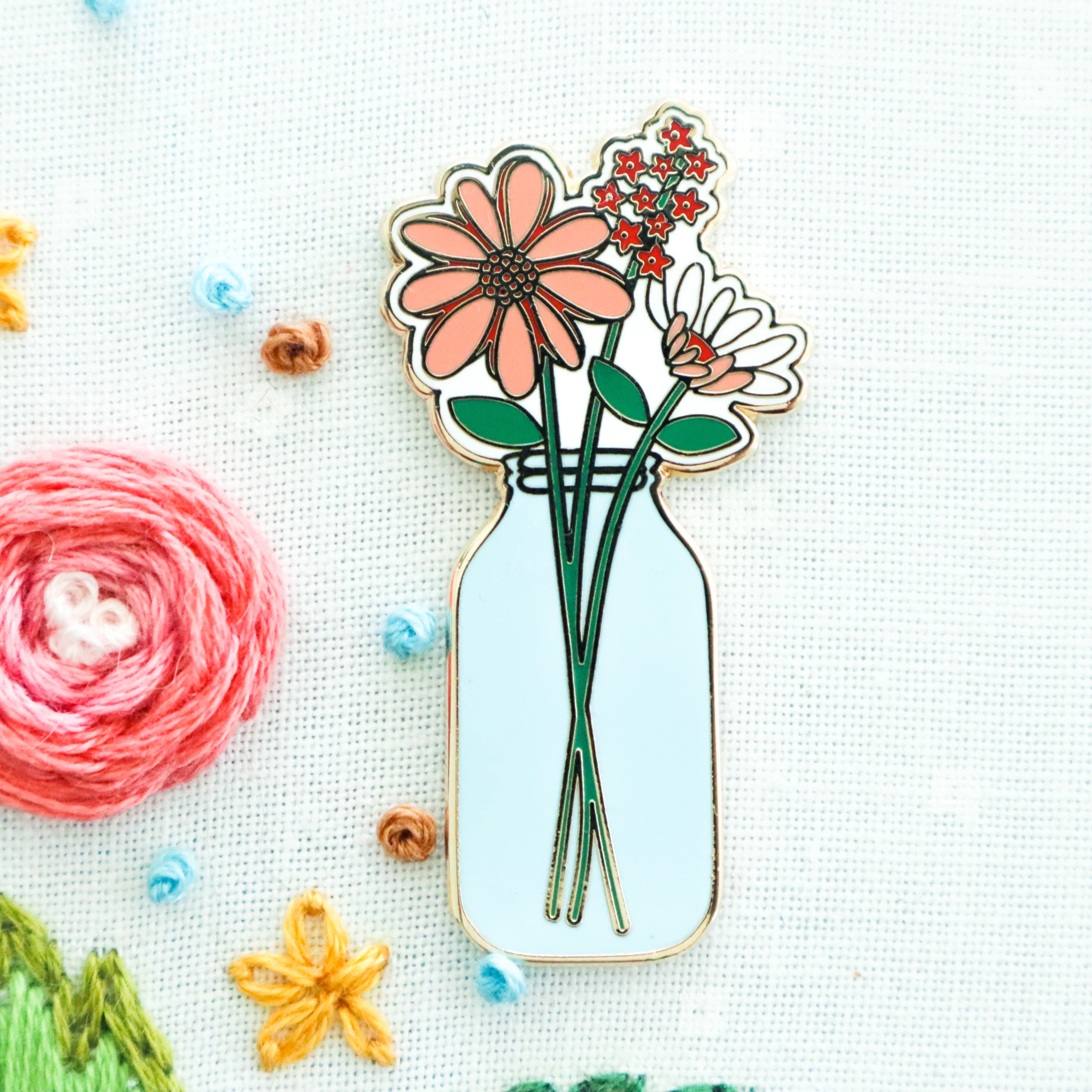 Mason Jar Vase Magnetic Needle Minder - The Art of Home - Jacquelynne Steves