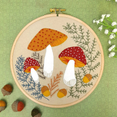 Toadstool Embroidery & Wool Applique Kit