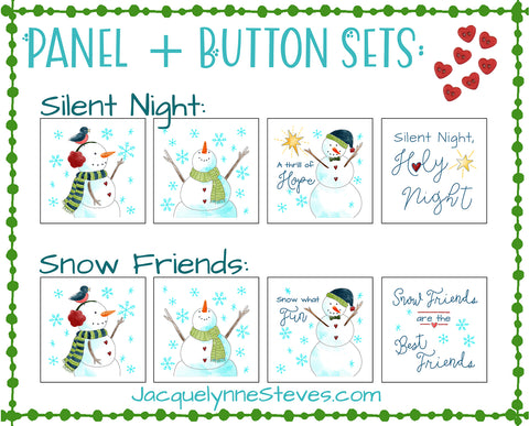 Snowmen & Silent Night Fabric Panels with Buttons!